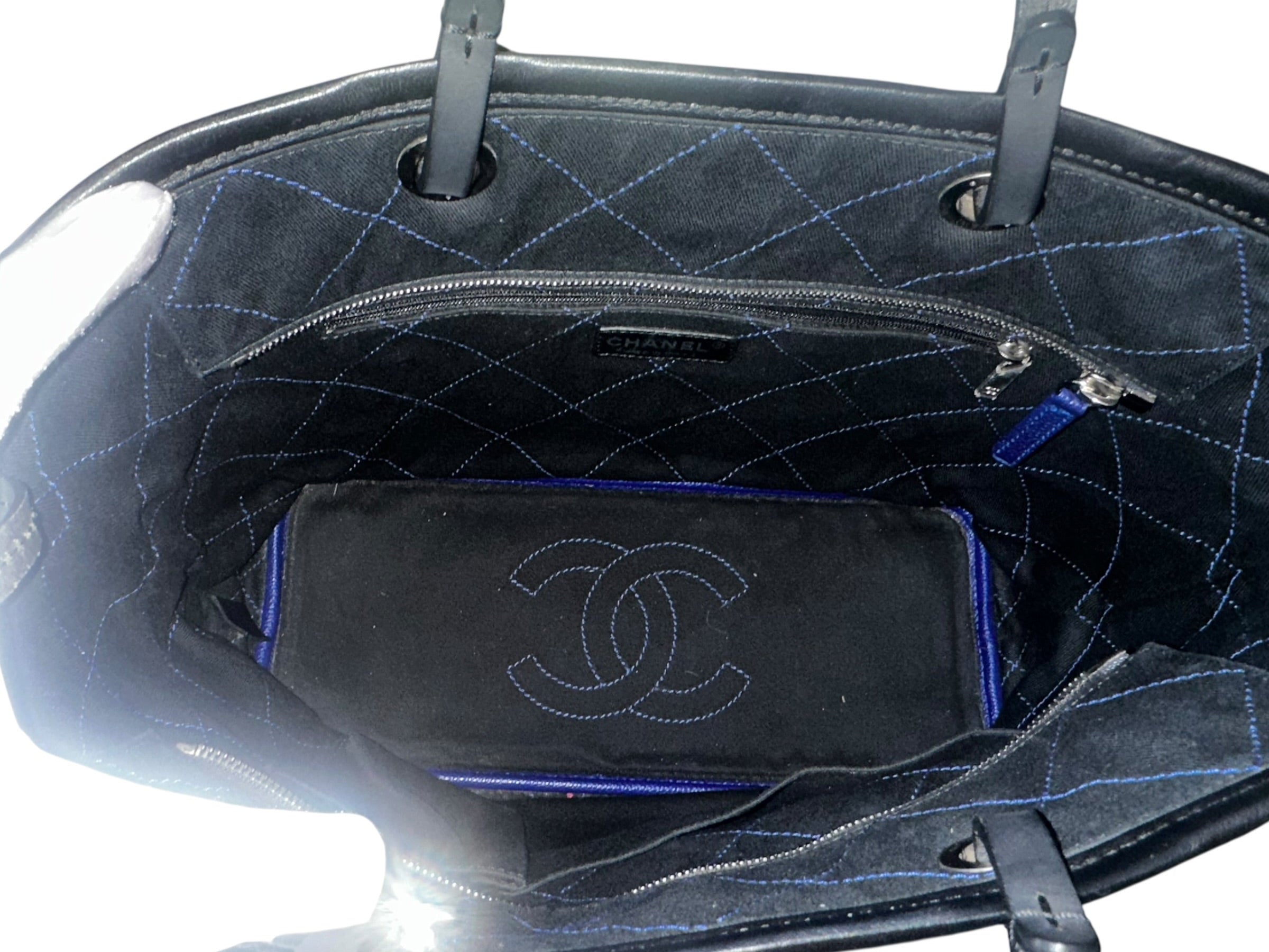 Preloved Chanel Shopping Fever Tote with Pouch Included in Electric Blue Caviar Leather 00222026OPUL