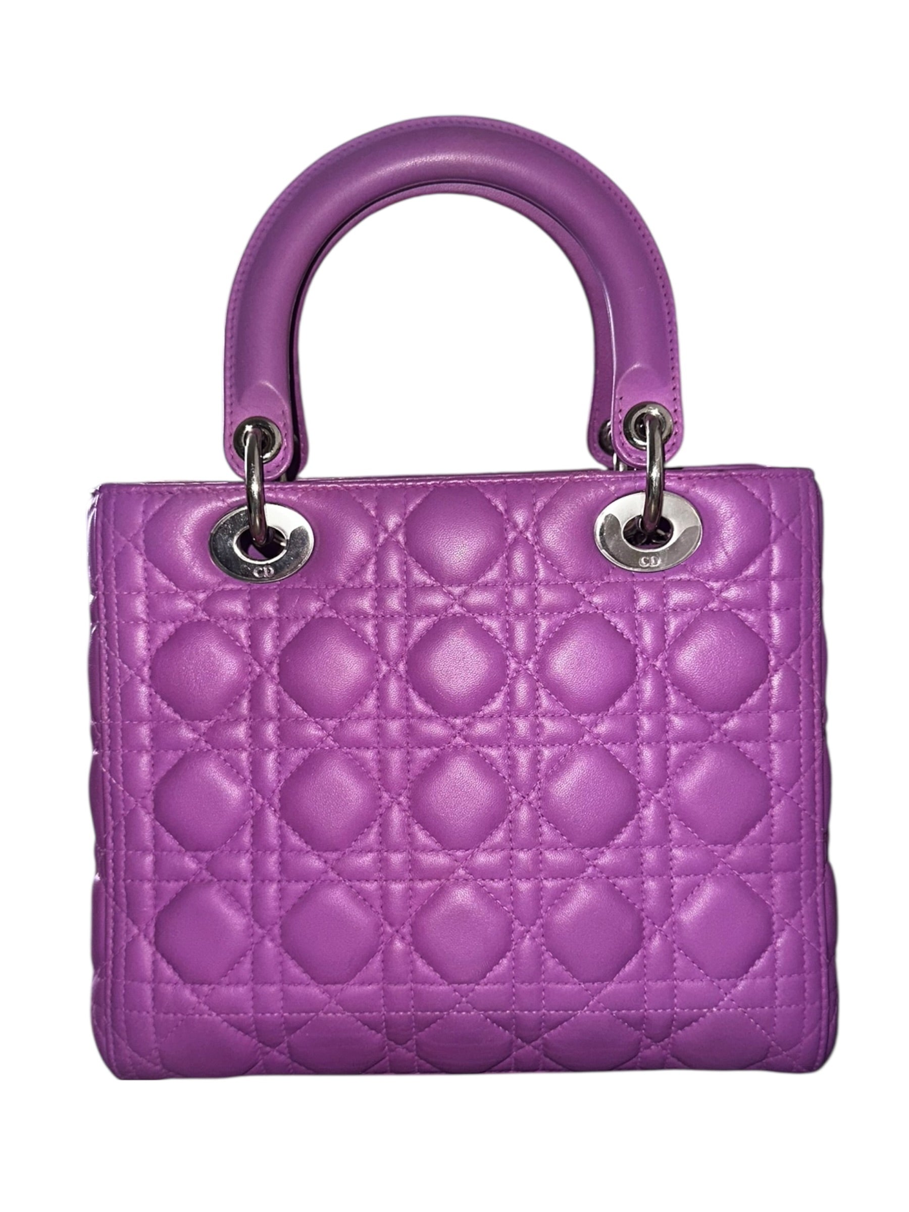 Preloved Christian Dior’s Lady Dior Purple Cannage Quilted Lambskin Leather, Medium 00262026OPUL