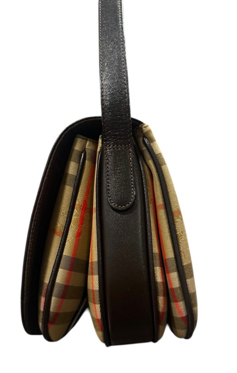 Preloved Burberry Nova Check Shoulder Bag (Saddle Bag) 00042026OPUL