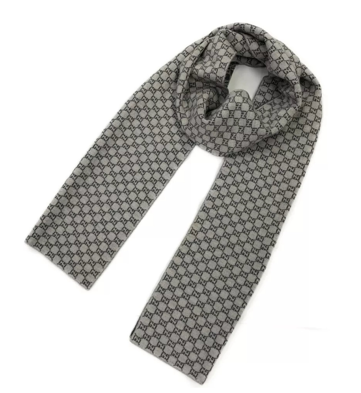 Preloved Gucci GG Logo Wool Blend Winter Scarf 02542024OPUL