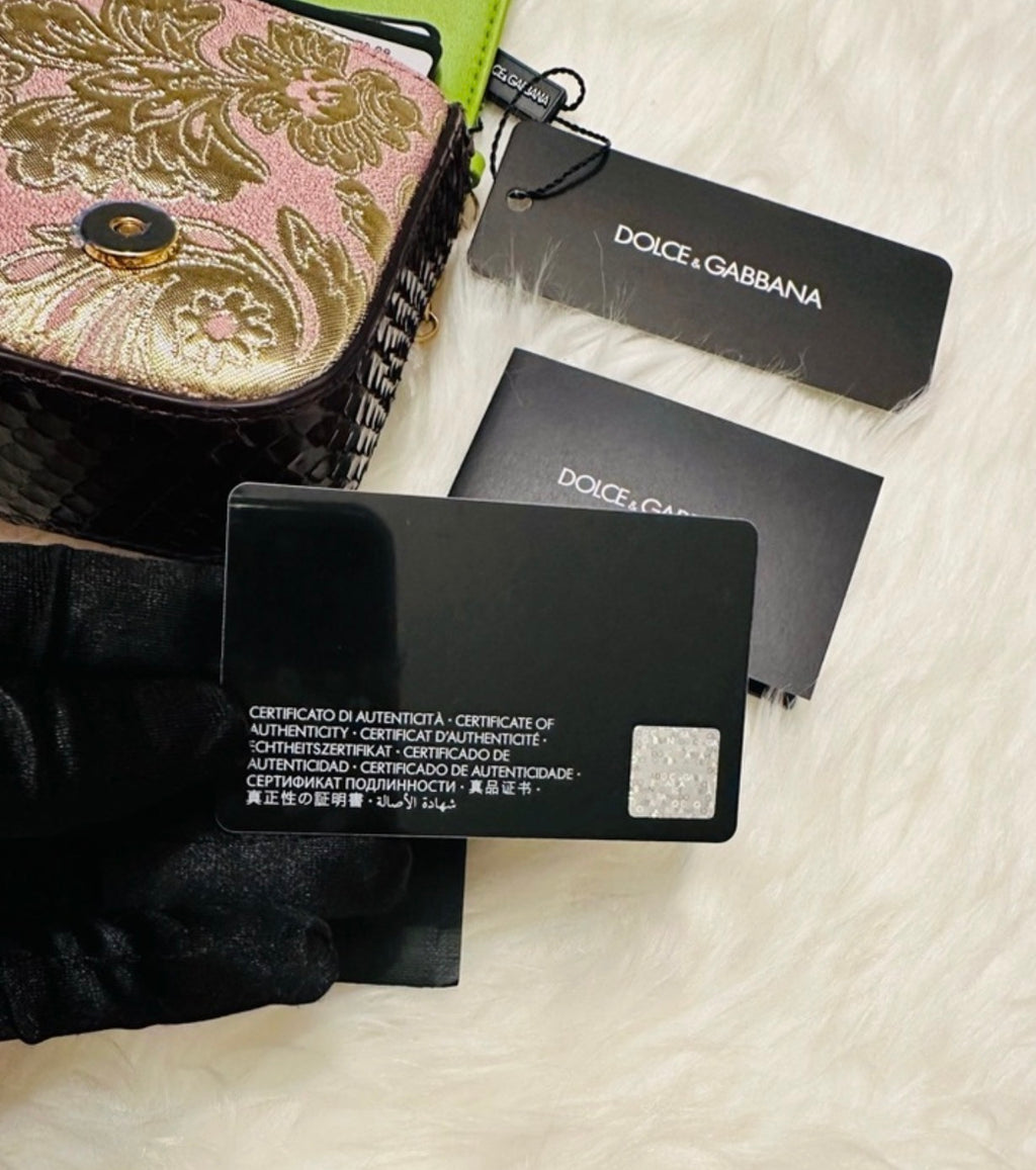 New Dolce & Gabbana Patchwork Girl’s Python Skin Convertible Crossbody (Full Set) 00672024OPUL