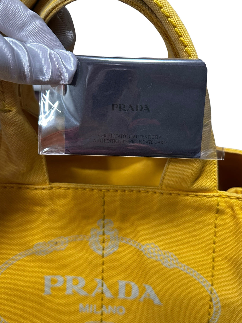 Prada Canapa Tote Ananas, (Med Size) 00152026OPUL