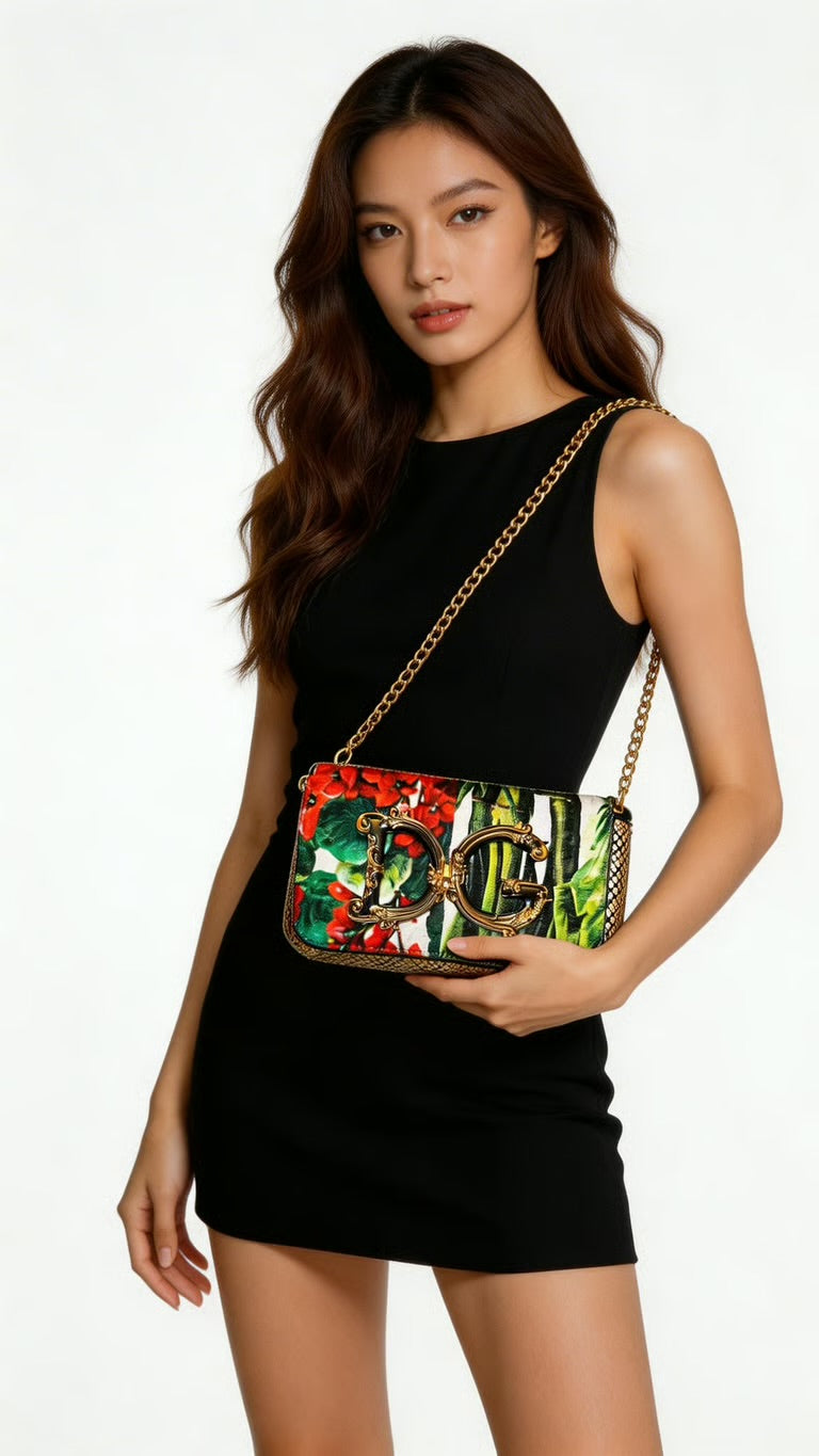 New Dolce & Gabbana Patchwork Girl’s Python Skin Convertible Crossbody (Full Set) 00672024OPUL