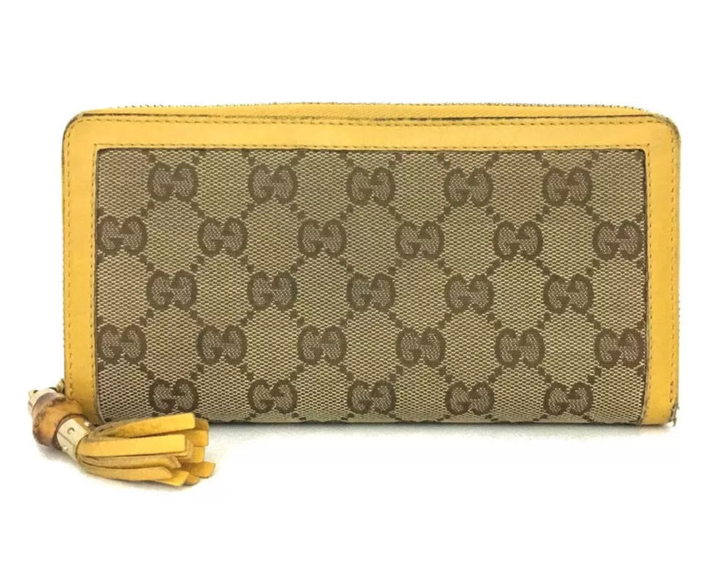 Preloved Gucci Bamboo Tassle GG Logo Canvas Long Wallet 00132025OP