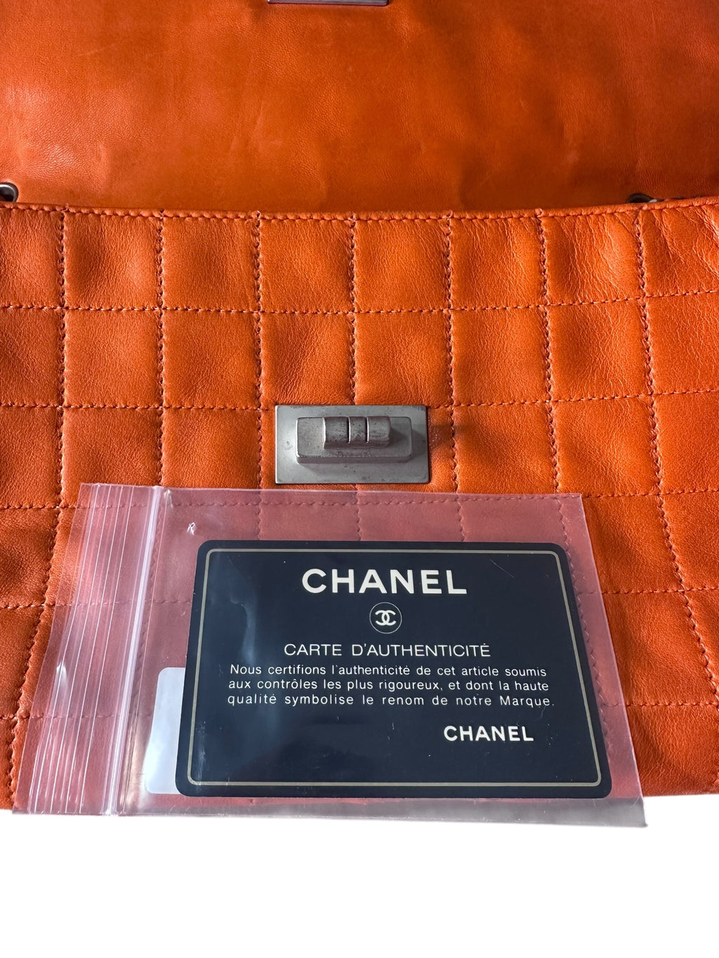 Preloved Chanel Chocolate Bar 2.55 Turnlock Bag Orange 00012026OPUL