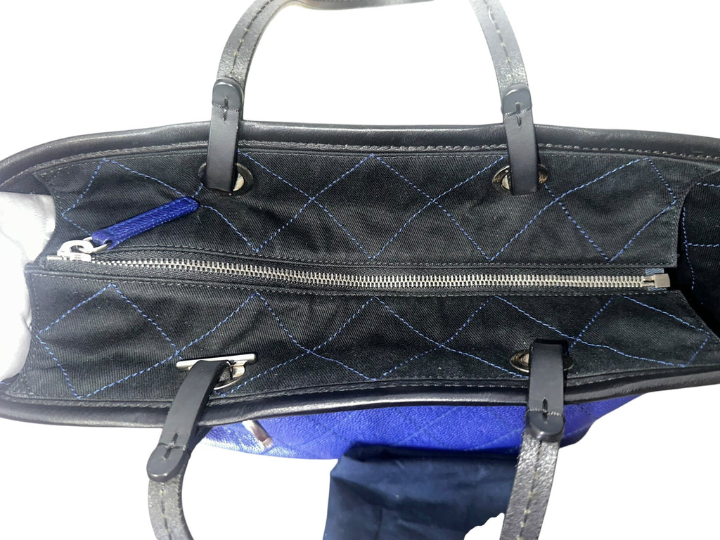 Preloved Chanel Shopping Fever Tote with Pouch Included in Electric Blue Caviar Leather 00222026OPUL