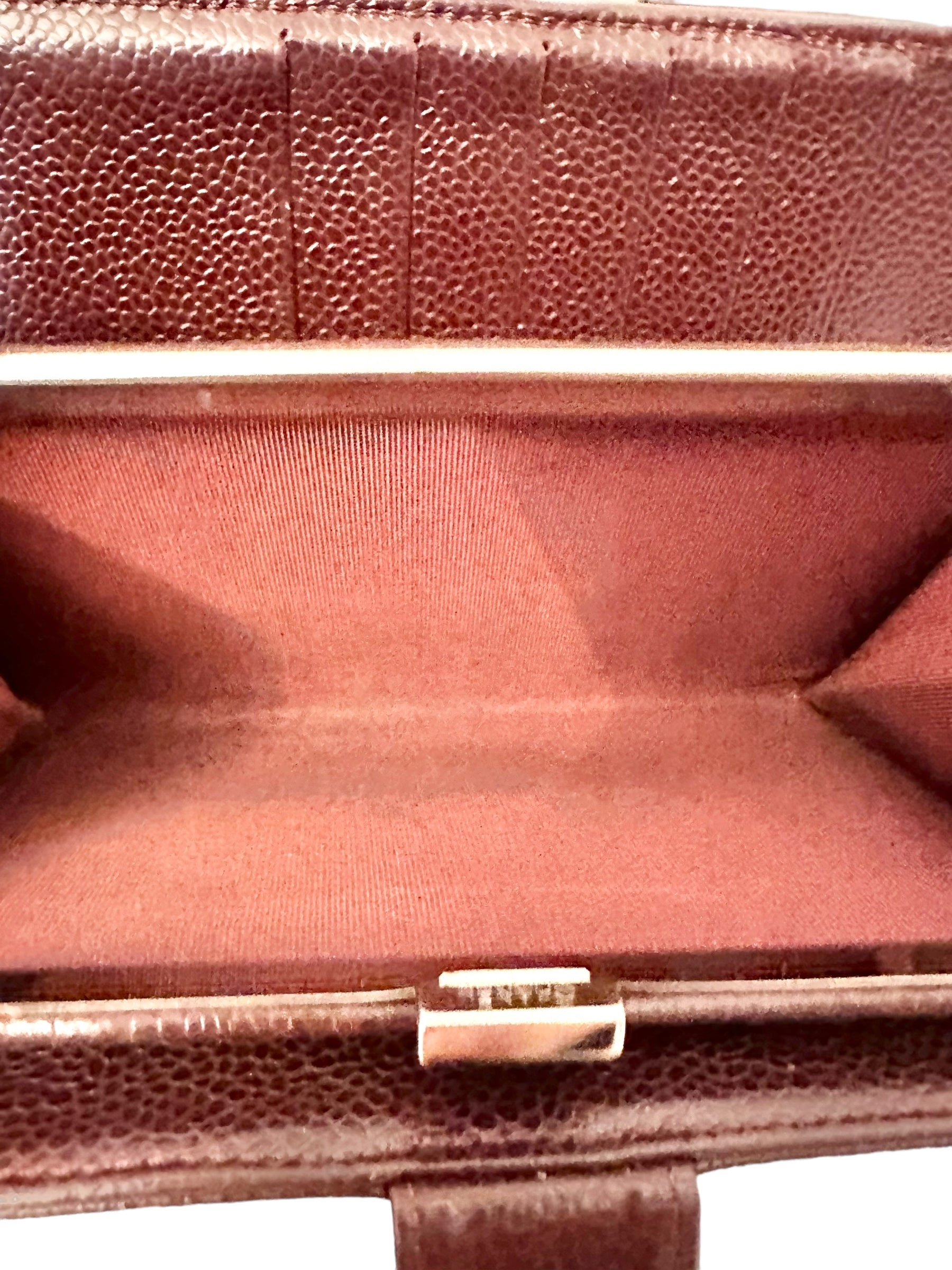 Preloved Chanel Timeless Bordeaux Caviar Bifold French Wallet 02032024OPUL