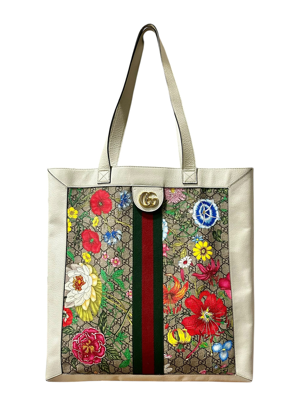 Preloved Gucci Ophidia Floral GG Supreme Canvas Large Vertical Tote 00302026OPUL