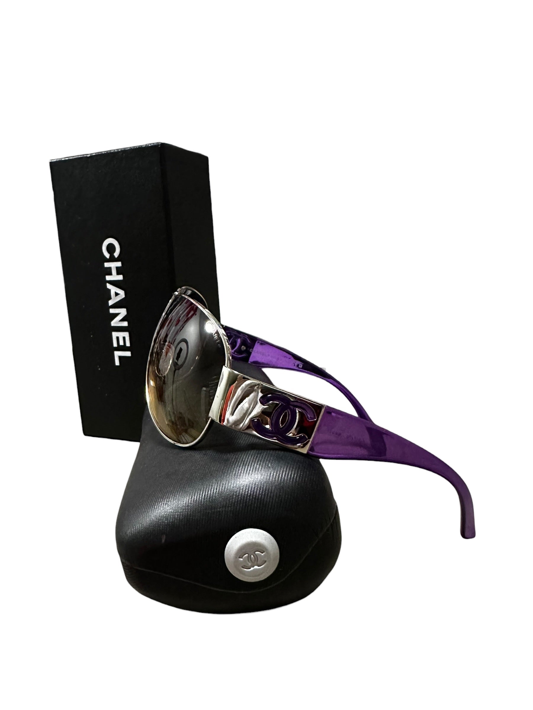 Preloved Chanel 4128 CC Logo Oversized Wrap Aviators 00162026OPUL