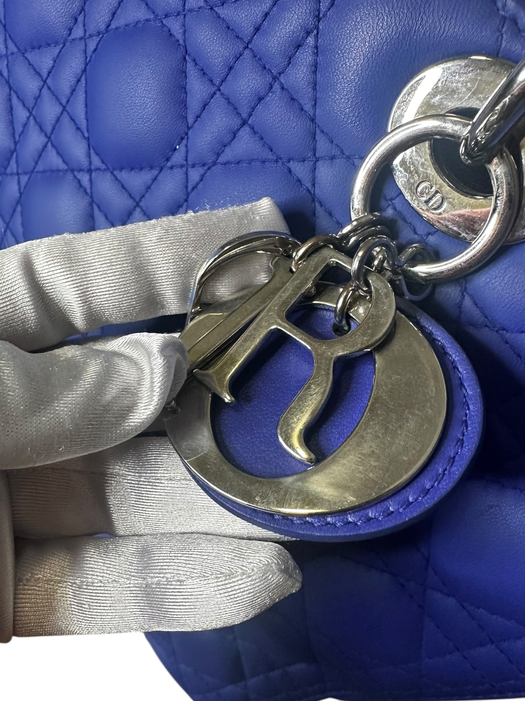 Preloved Christian Dior’s Lady Dior in Electric Blue Lambskin Leather, Large 0018206OPUL