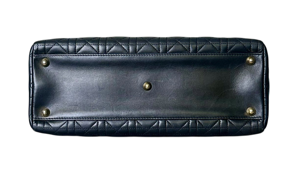 Preloved Christian Dior Lady Dior in Black Lambskin Leather , Large 00322026OPUL