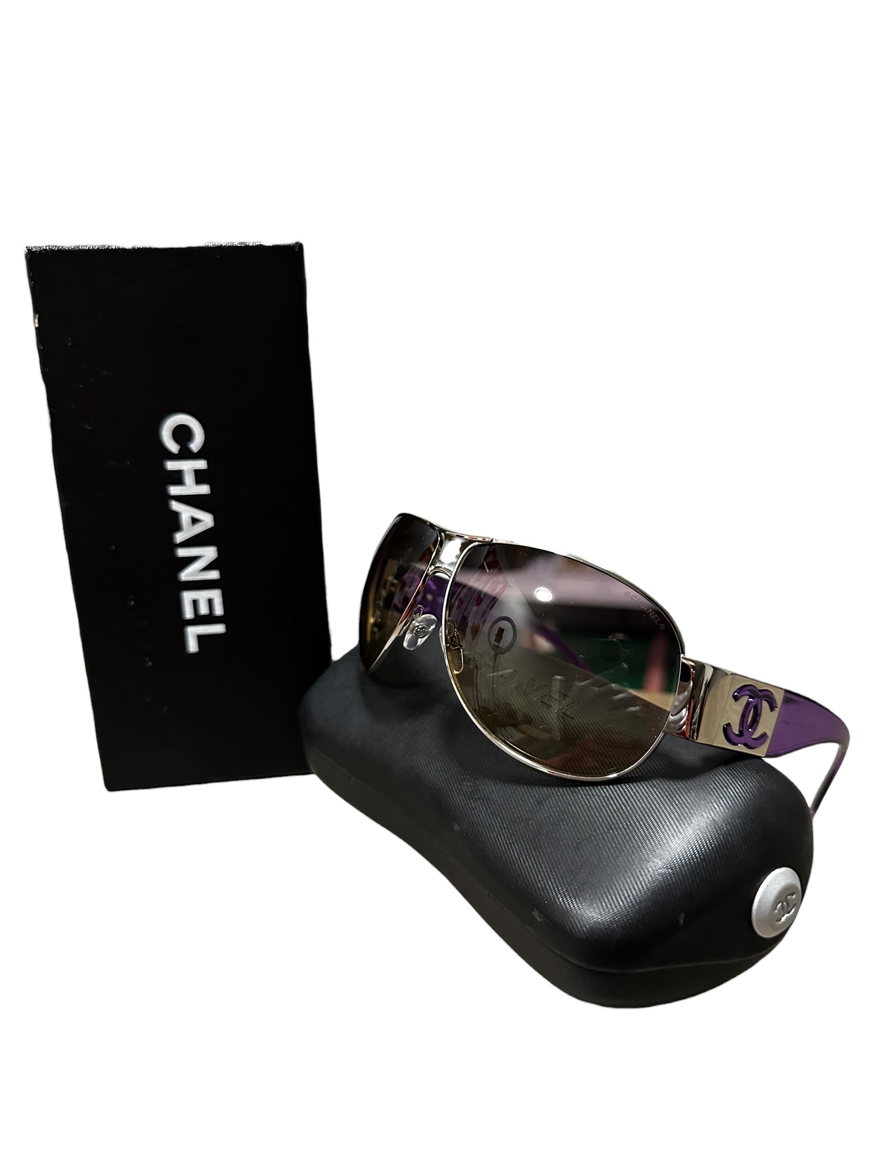 Preloved Chanel 4128 CC Logo Oversized Wrap Aviators 00162026OPUL