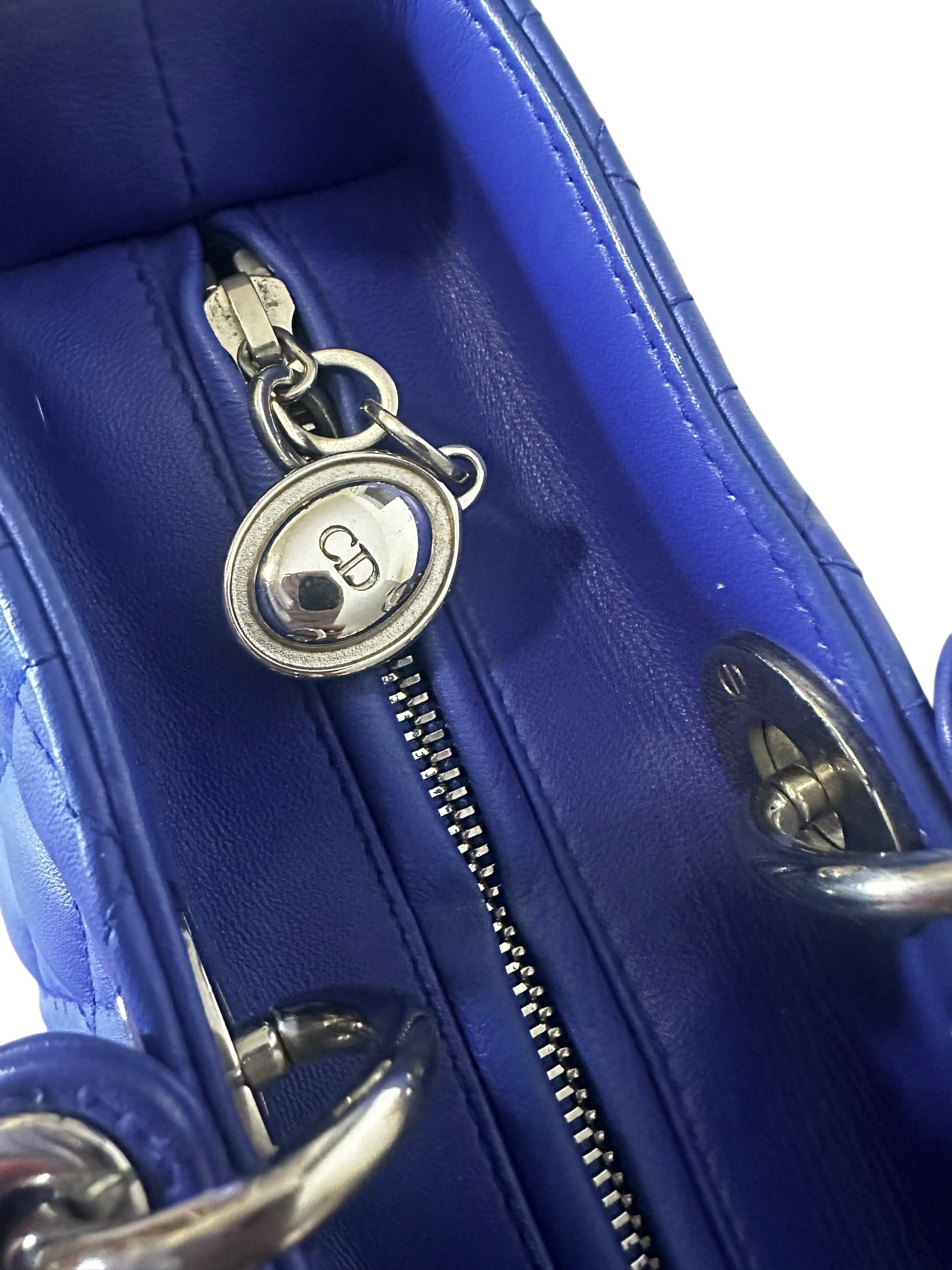 Preloved Christian Dior’s Lady Dior in Electric Blue Lambskin Leather, Large 0018206OPUL