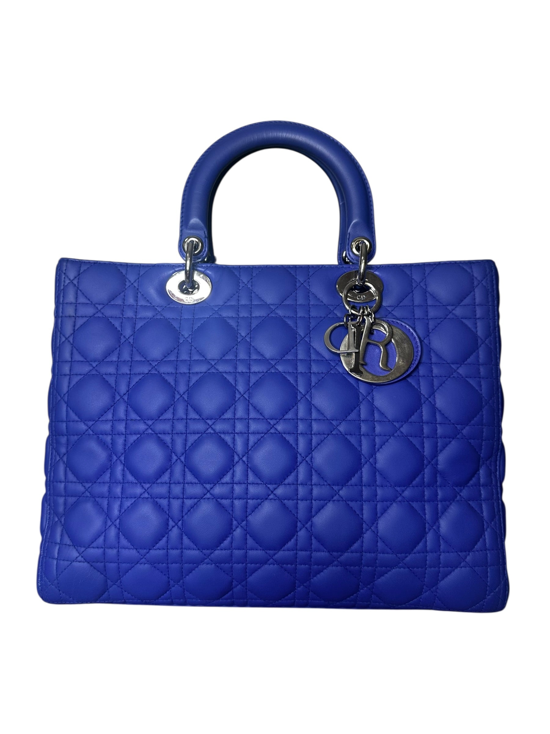 Preloved Christian Dior’s Lady Dior in Electric Blue Lambskin Leather, Large 0018206OPUL