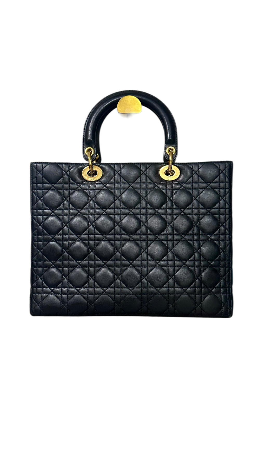 Preloved Christian Dior Lady Dior in Black Lambskin Leather , Large 00322026OPUL