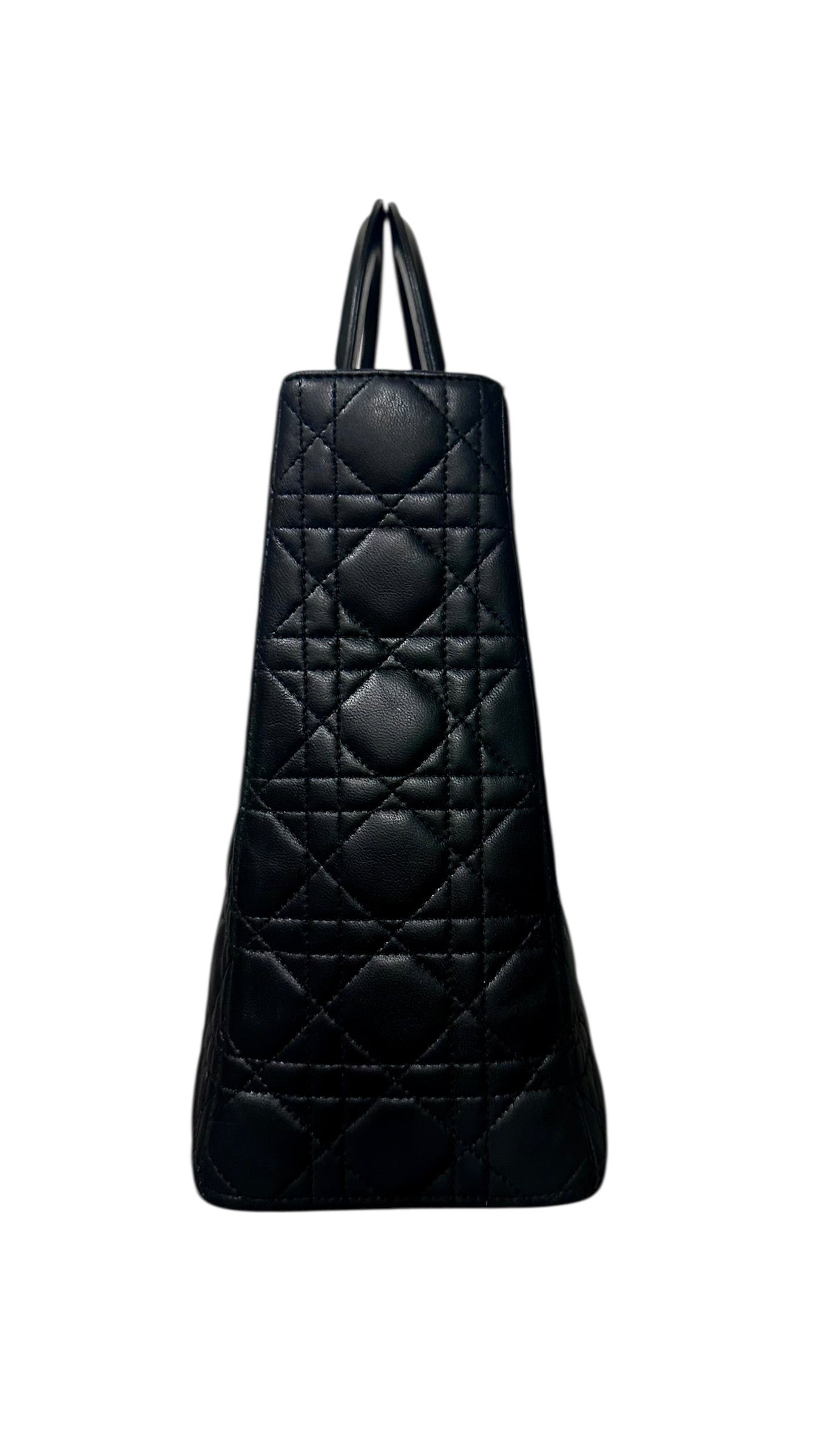 Preloved Christian Dior Lady Dior in Black Lambskin Leather , Large 00322026OPUL
