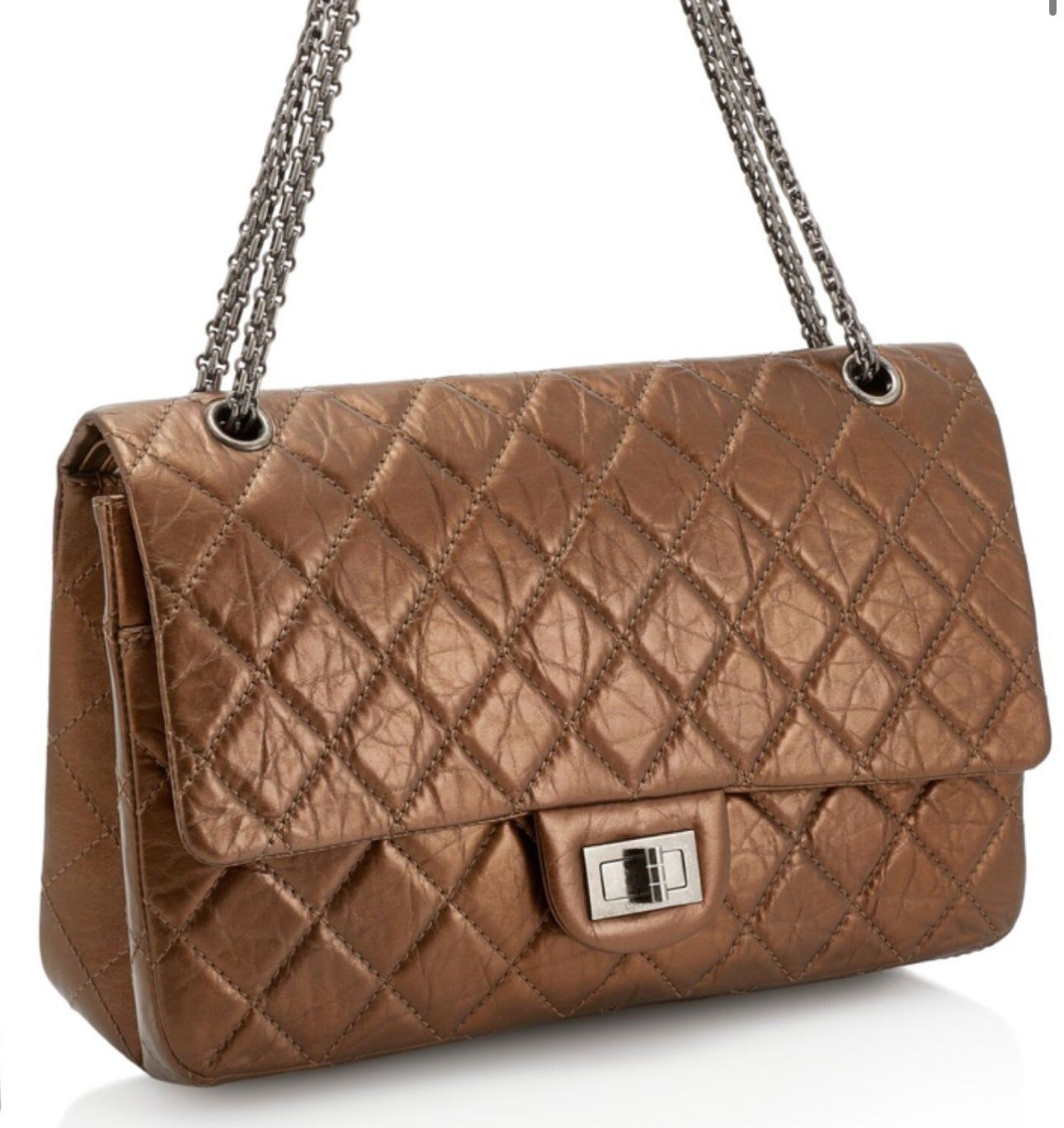 Preloved Chanel CC Double Flap Metallic Lambskin 2.55 Reissue 00072025OPUL