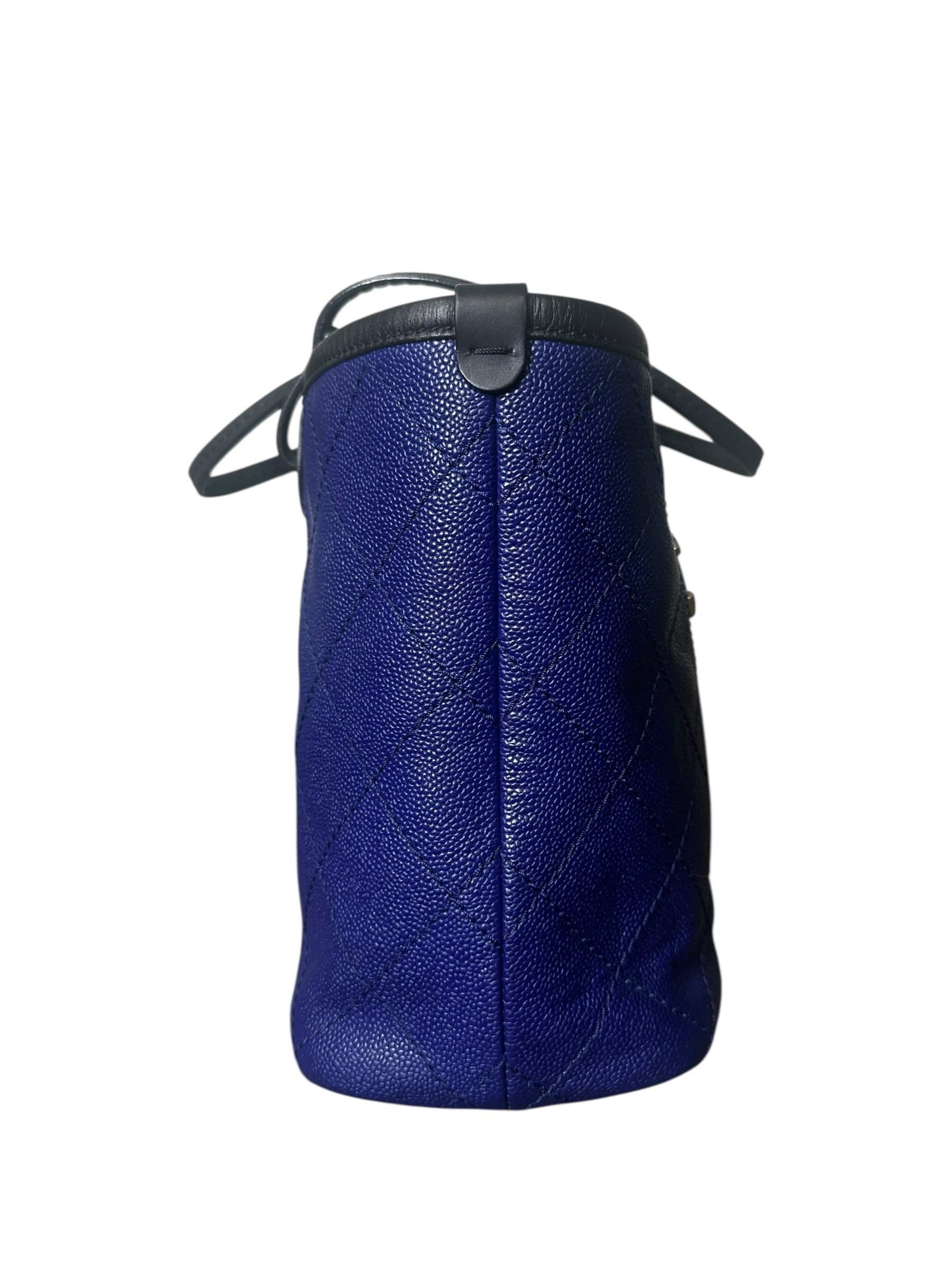 Preloved Chanel Shopping Fever Tote with Pouch Included in Electric Blue Caviar Leather 00222026OPUL