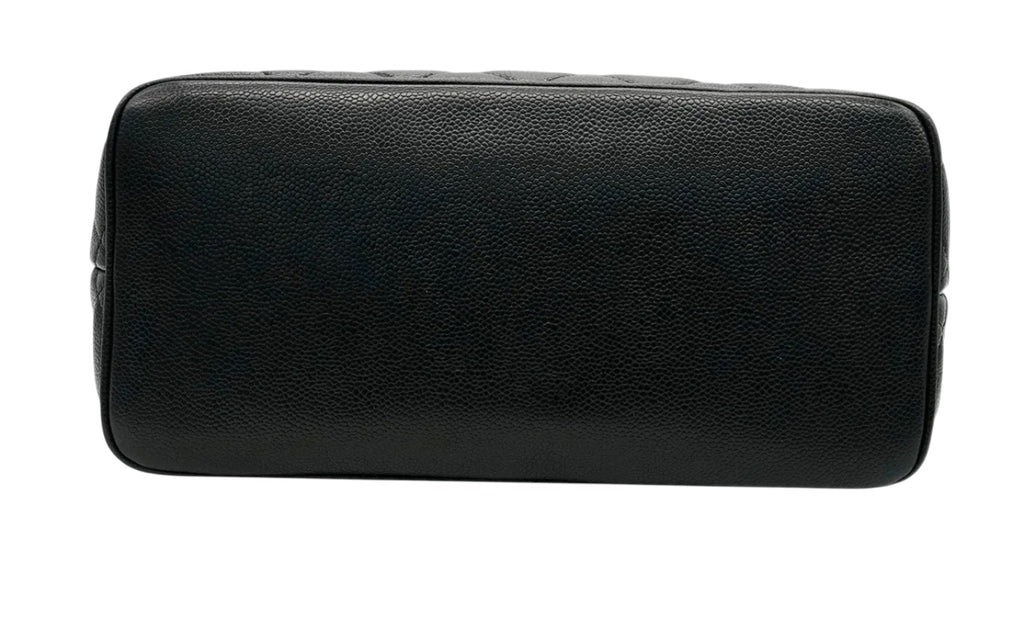 Preloved Chanel CC Black Quilted Caviar Medallion Tote Bag 00192025OPUL