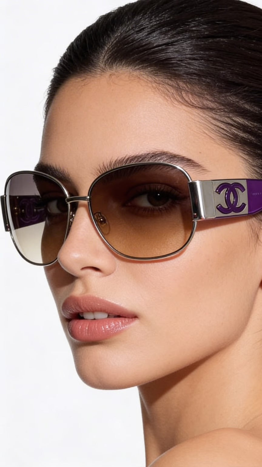 Preloved Chanel 4128 CC Logo Oversized Wrap Aviators 00162026OPUL