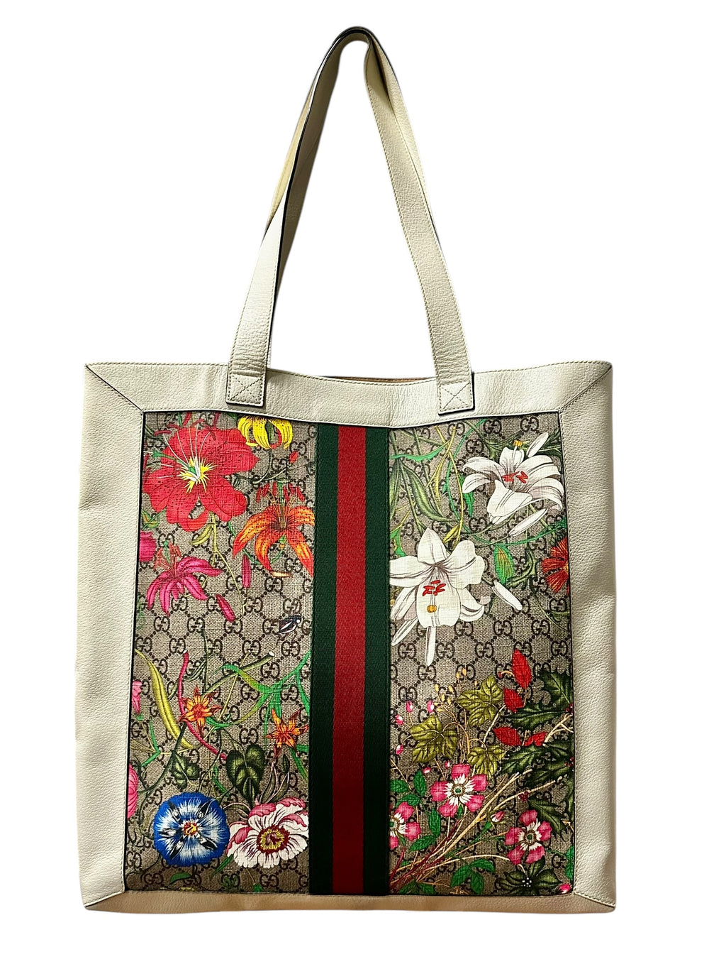 Preloved Gucci Ophidia Floral GG Supreme Canvas Large Vertical Tote 00302026OPUL