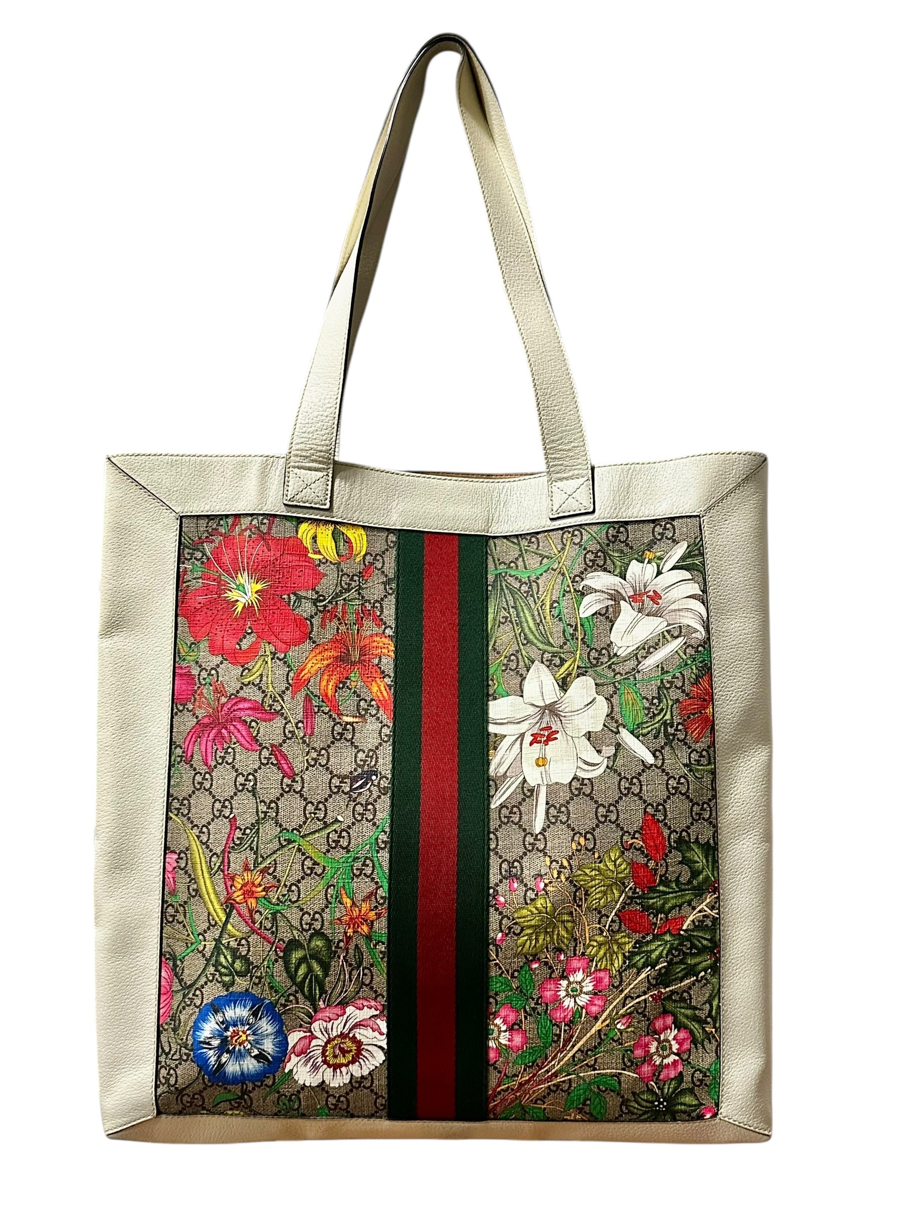 Preloved Gucci Ophidia Floral GG Supreme Canvas Large Vertical Tote 00302026OPUL