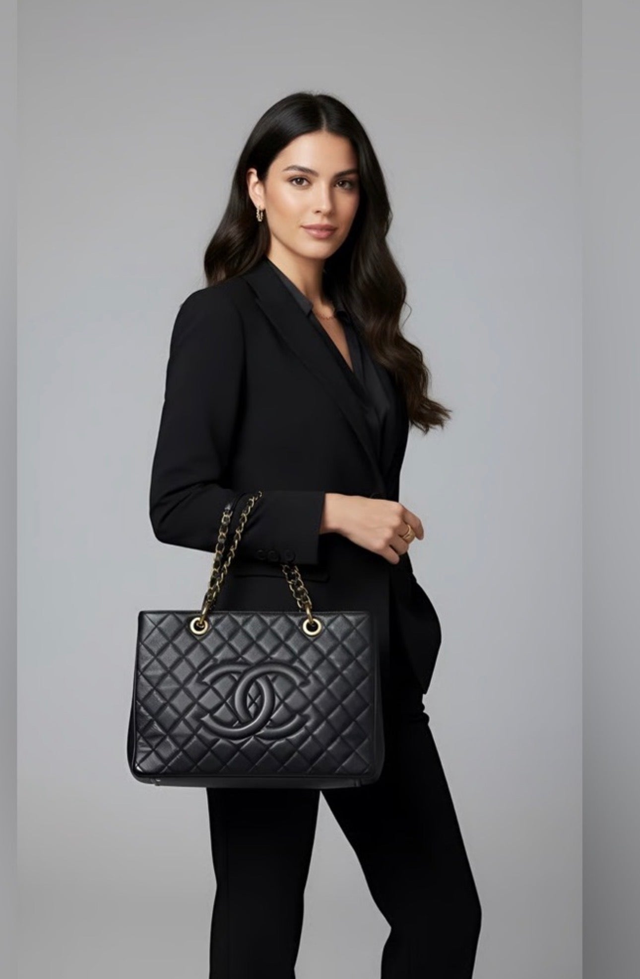 Preloved Chanel Grand Shopping Tote In Quilted Caviar Leather 00502025OPUL