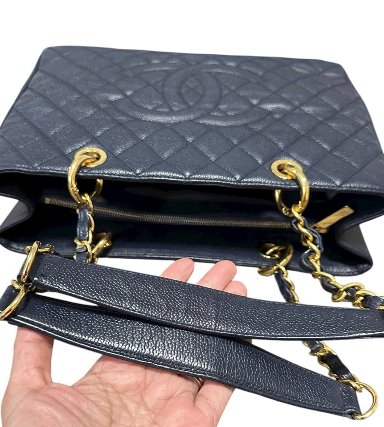 Preloved Chanel Grand Shopping Tote In Quilted Caviar Leather 00502025OPUL