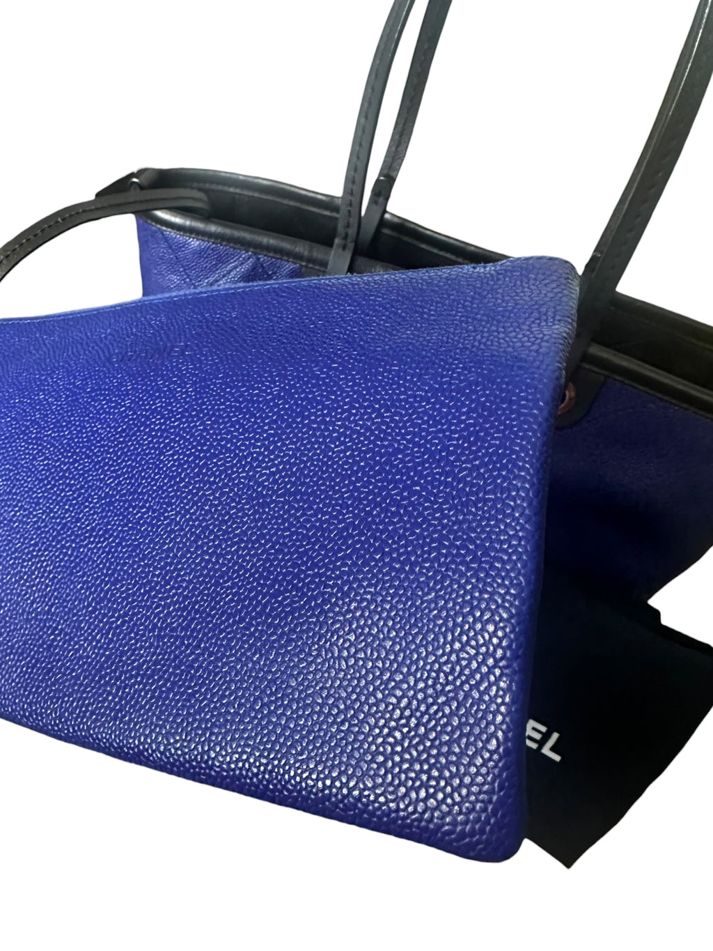 Preloved Chanel Shopping Fever Tote with Pouch Included in Electric Blue Caviar Leather 00222026OPUL