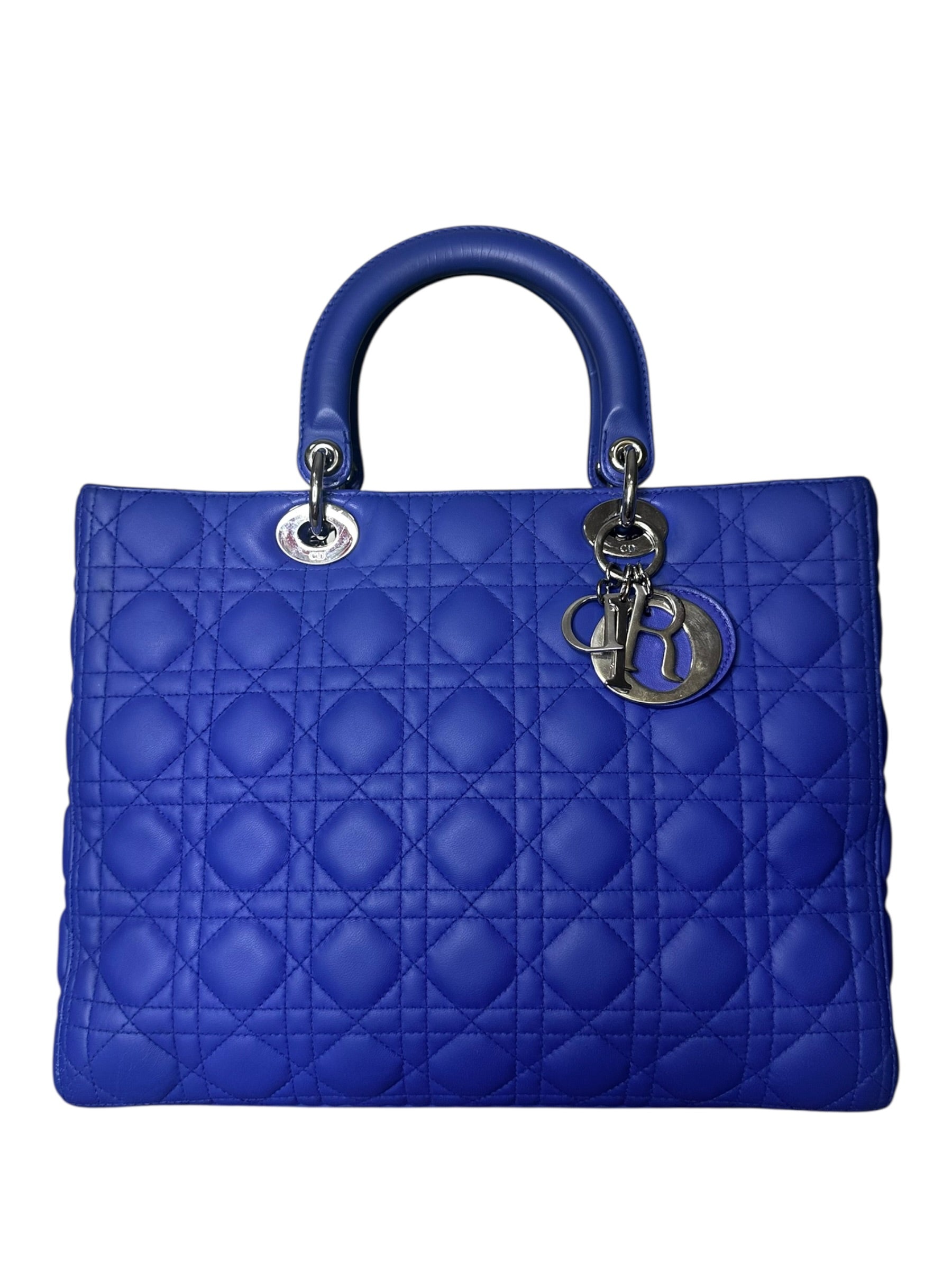 Preloved Christian Dior’s Lady Dior in Electric Blue Lambskin Leather, Large 0018206OPUL