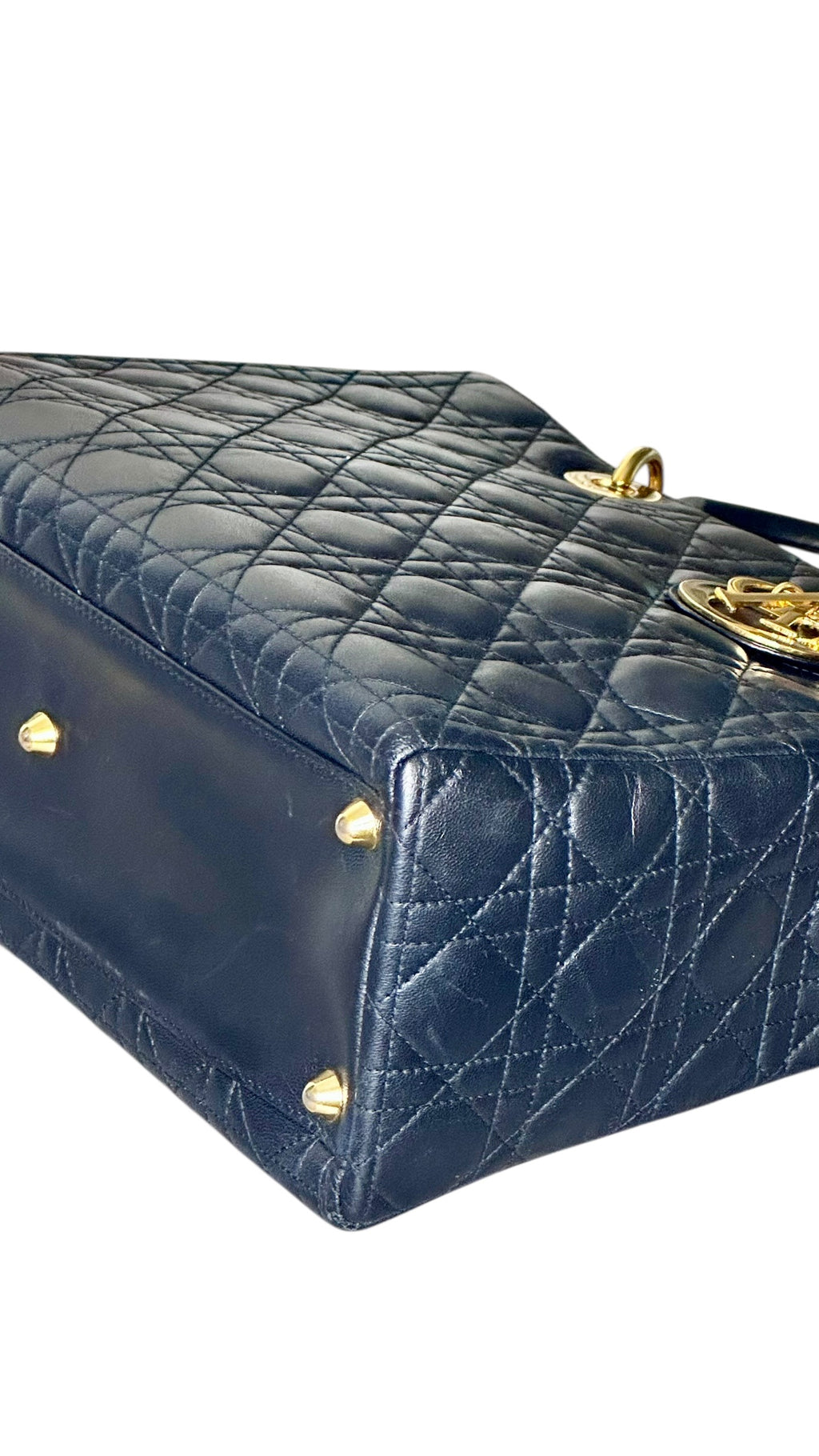Preloved Christian Dior Lady Dior in Black Lambskin Leather , Large 00322026OPUL