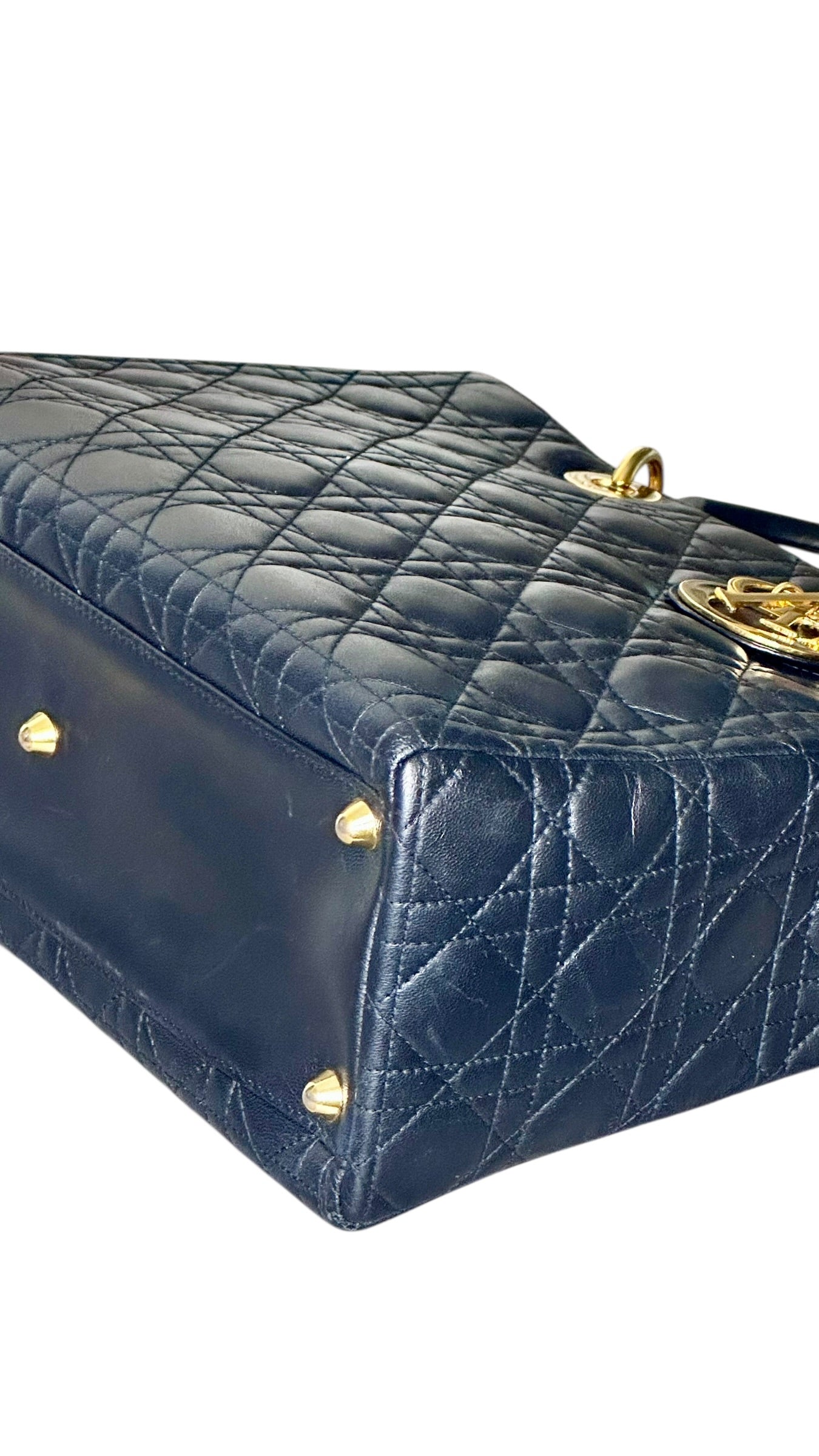 Preloved Christian Dior Lady Dior in Black Lambskin Leather , Large 00322026OPUL