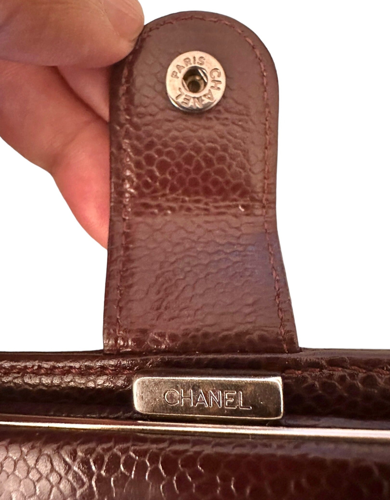 Preloved Chanel Timeless Bordeaux Caviar Bifold French Wallet 02032024OPUL