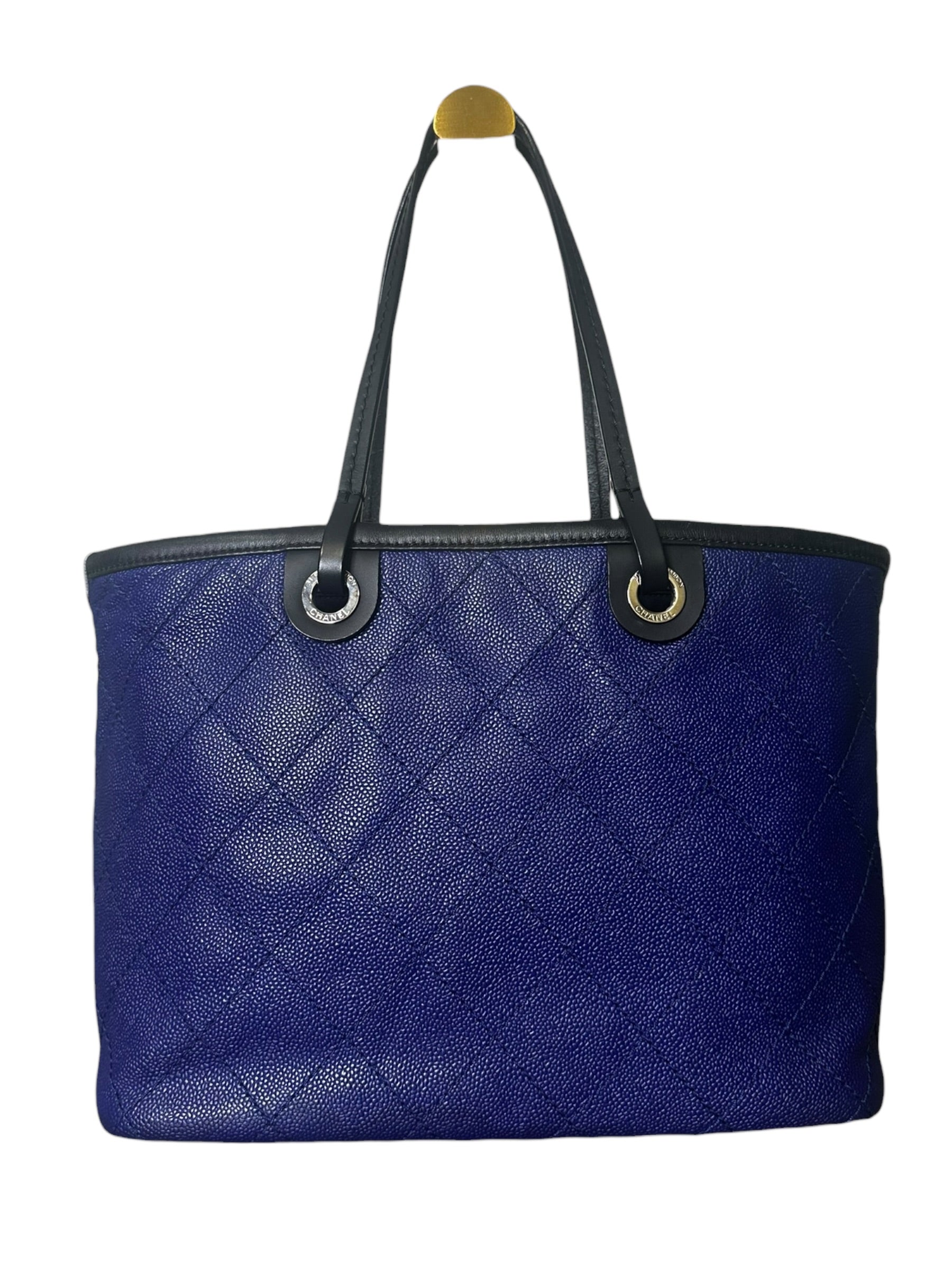 Preloved Chanel Shopping Fever Tote with Pouch Included in Electric Blue Caviar Leather 00222026OPUL