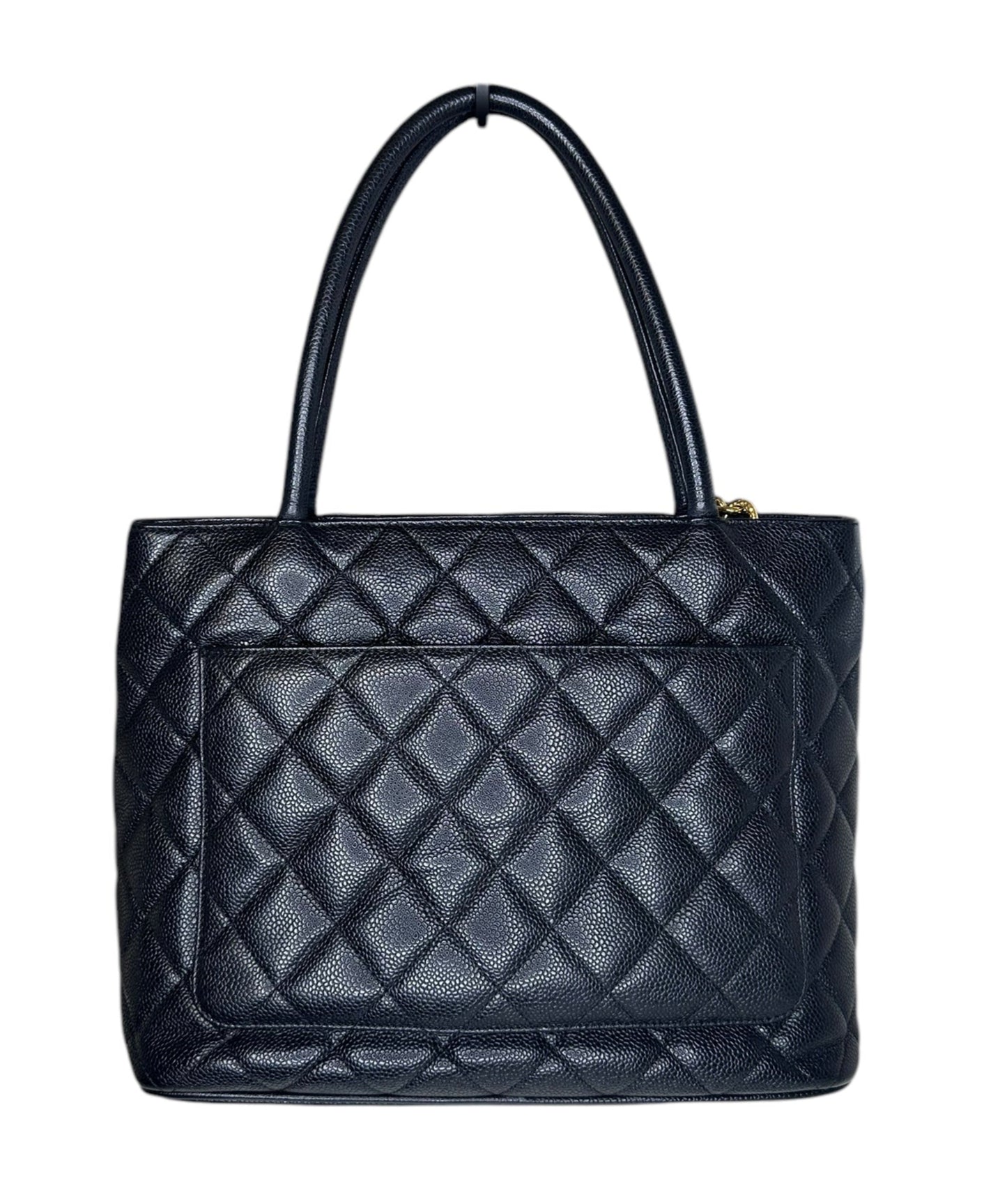 Preloved Chanel CC Black Quilted Caviar Medallion Tote Bag 00192025OPUL