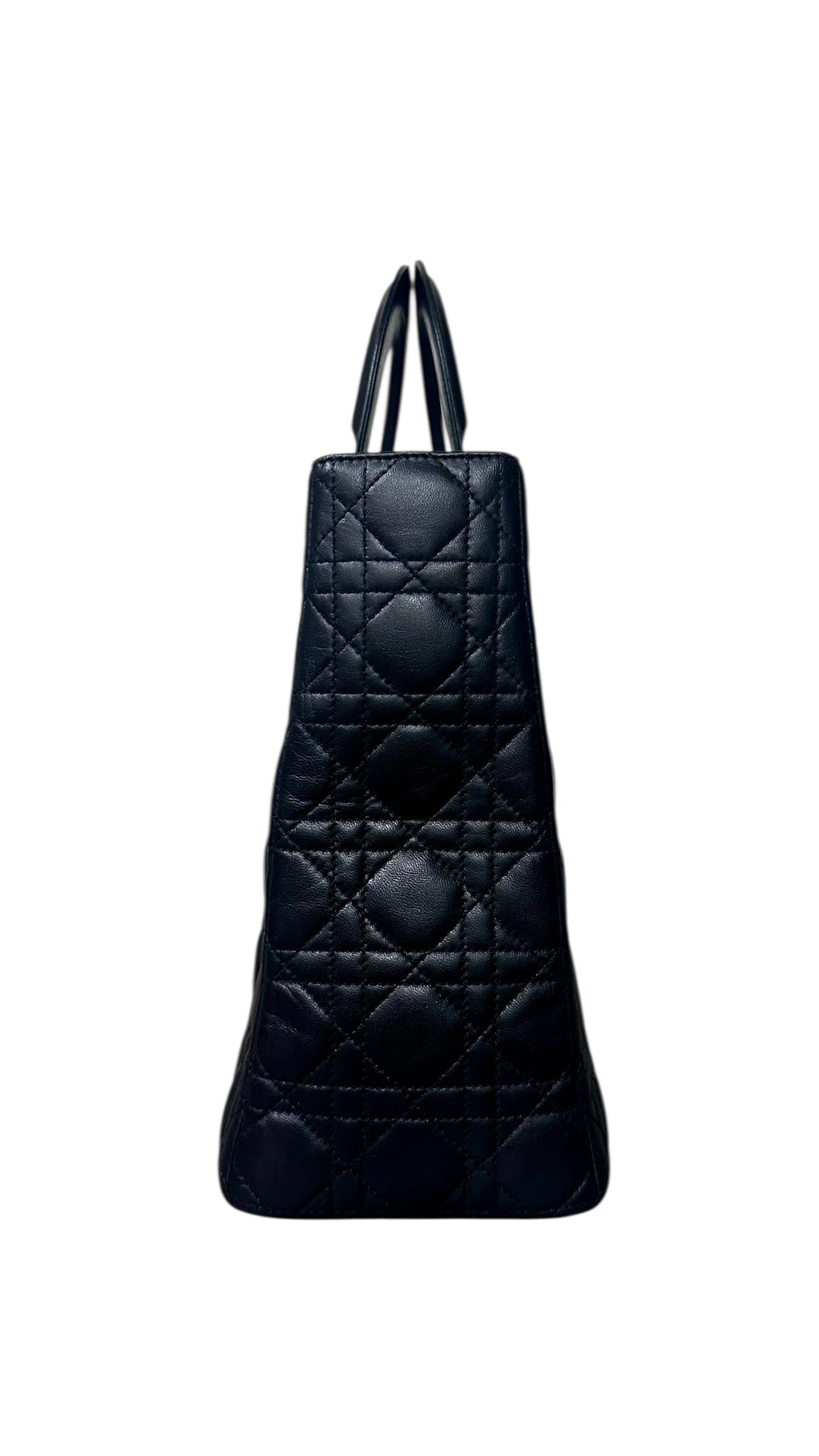 Preloved Christian Dior Lady Dior in Black Lambskin Leather , Large 00322026OPUL