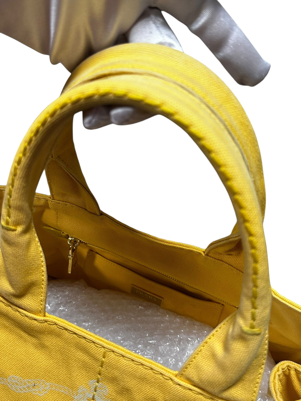 Prada Canapa Tote Ananas, (Med Size) 00152026OPUL