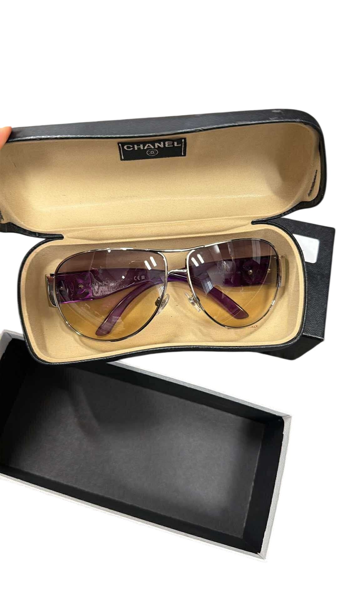 Preloved Chanel 4128 CC Logo Oversized Wrap Aviators 00162026OPUL