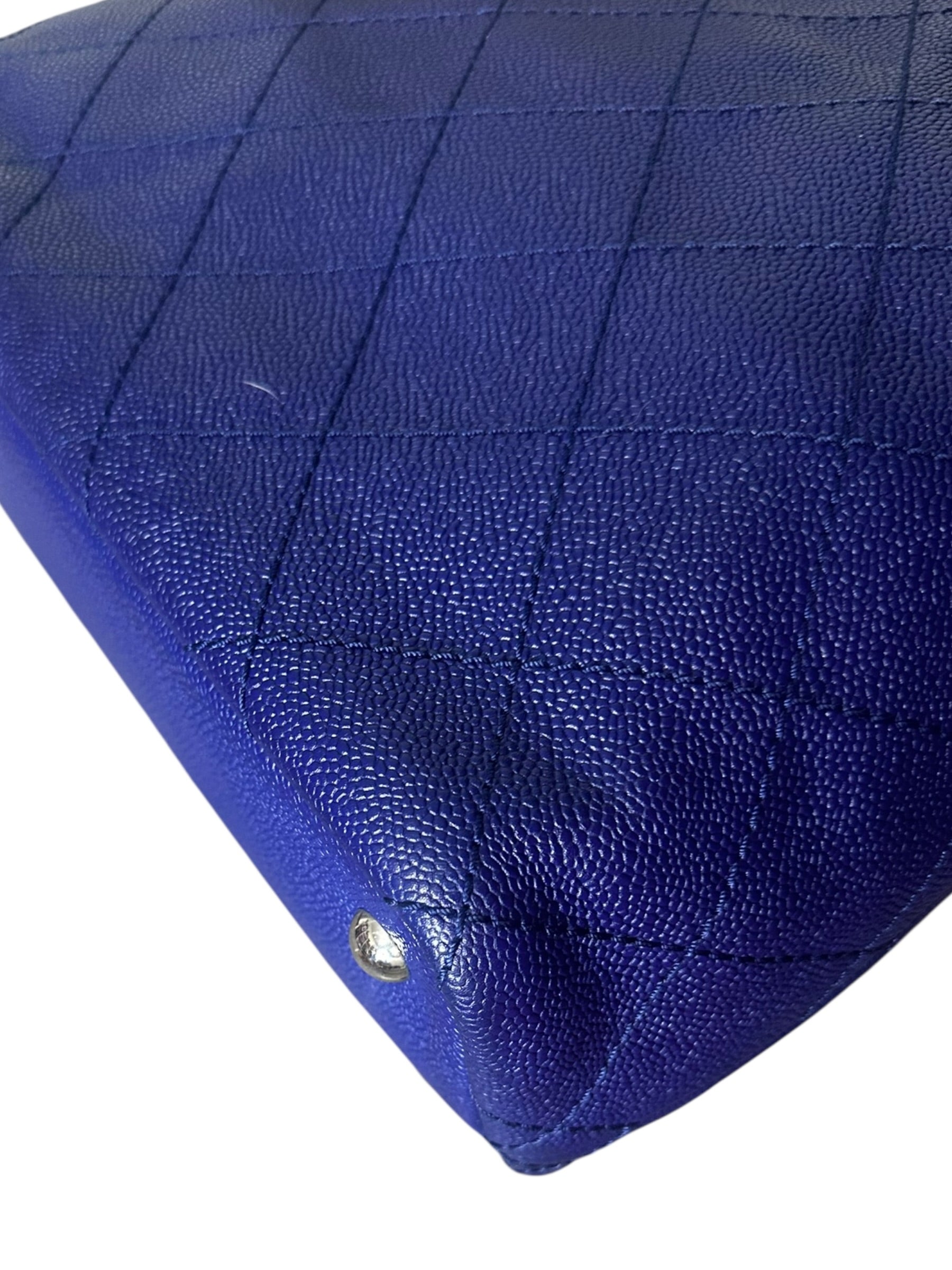 Preloved Chanel Shopping Fever Tote with Pouch Included in Electric Blue Caviar Leather 00222026OPUL