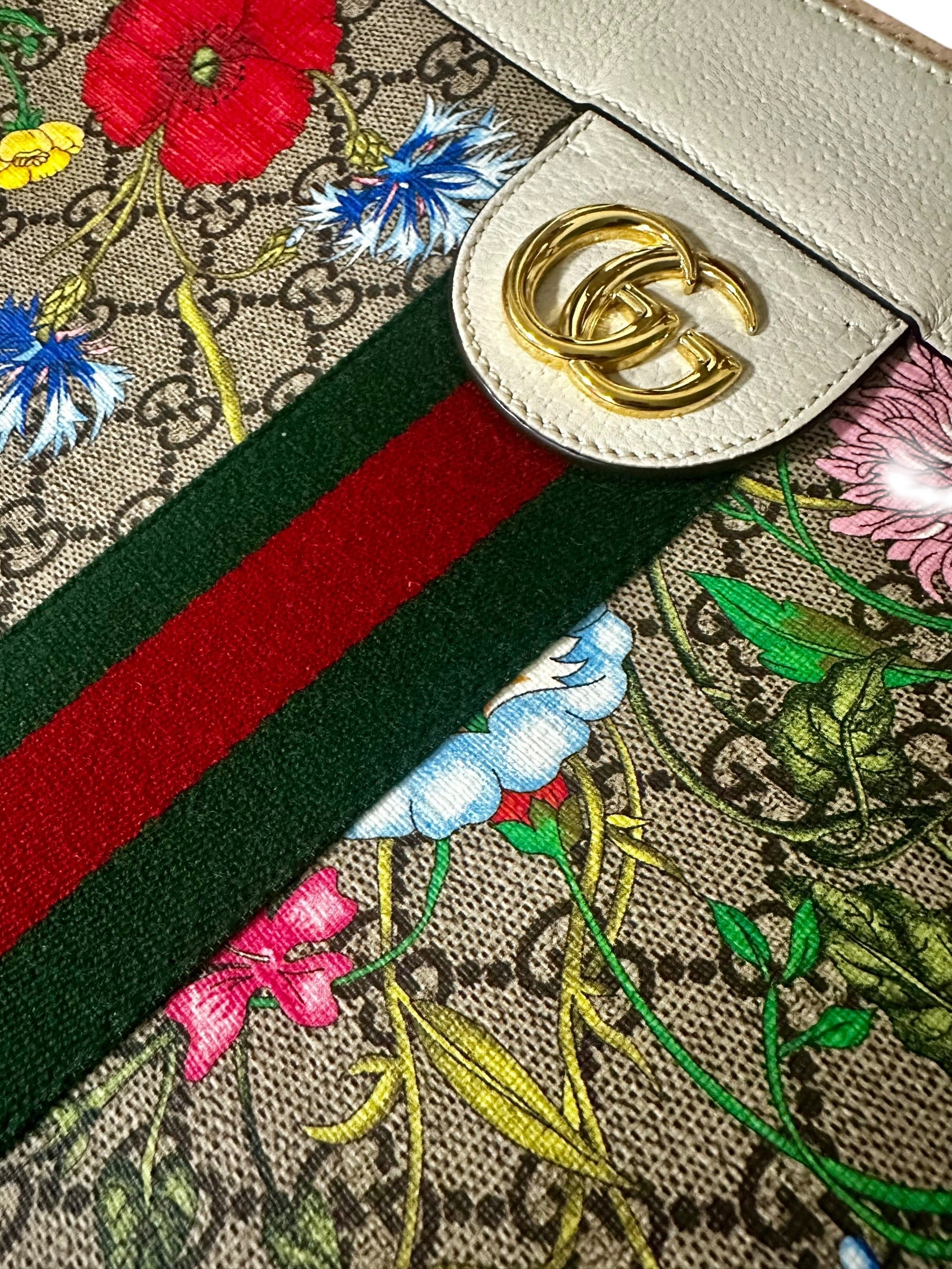 Preloved Gucci Ophidia Floral GG Supreme Canvas Large Vertical Tote 00302026OPUL