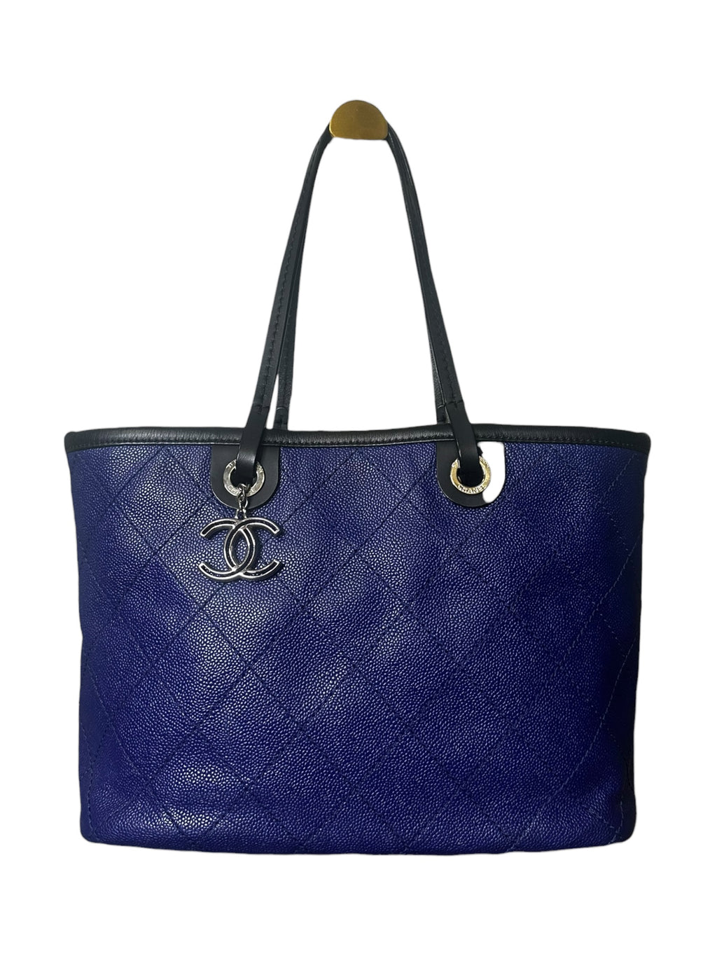 Preloved Chanel Shopping Fever Tote with Pouch Included in Electric Blue Caviar Leather 00222026OPUL