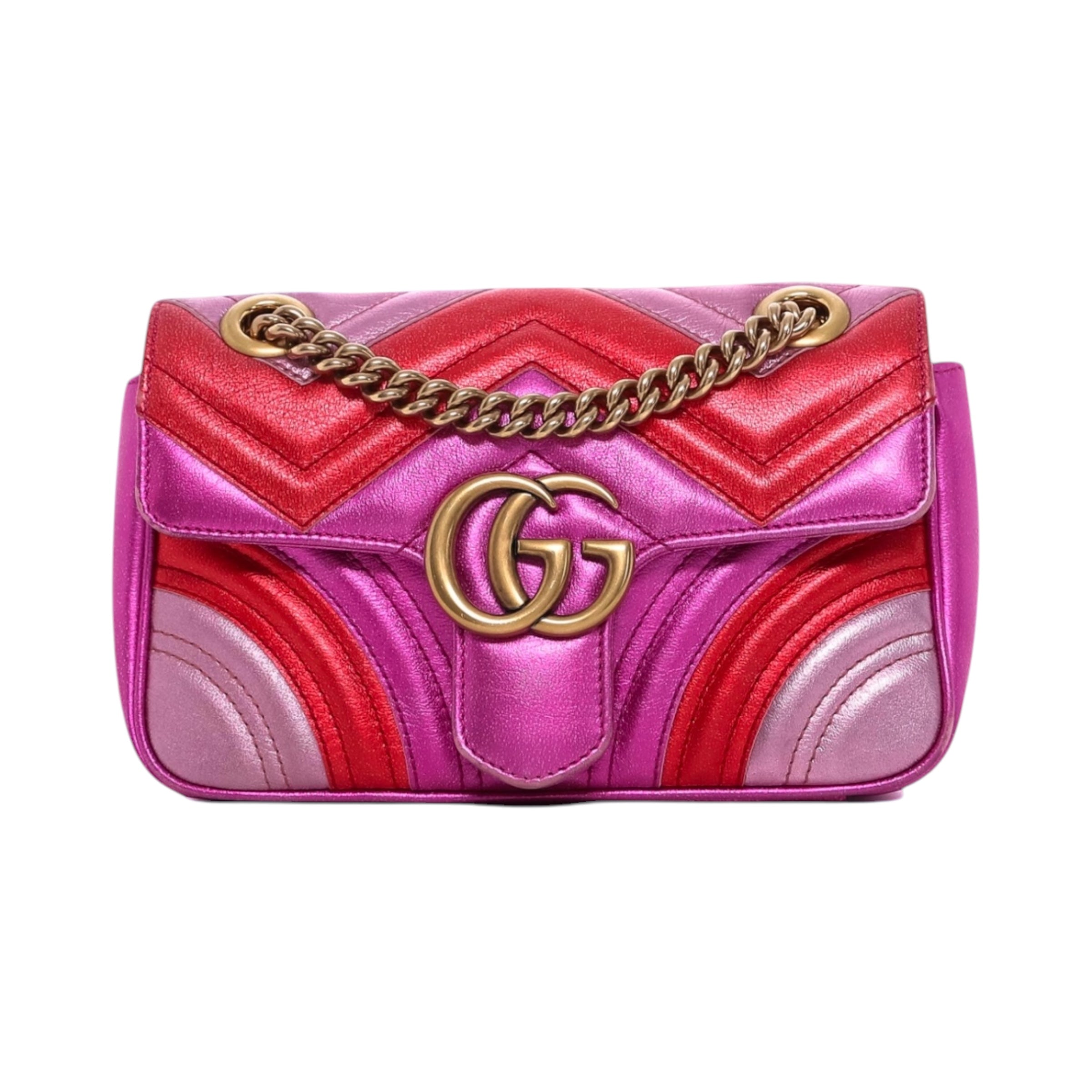 Preloved Gucci GG Marmont Metallic Chevron Mattelasse 02972024OPUL