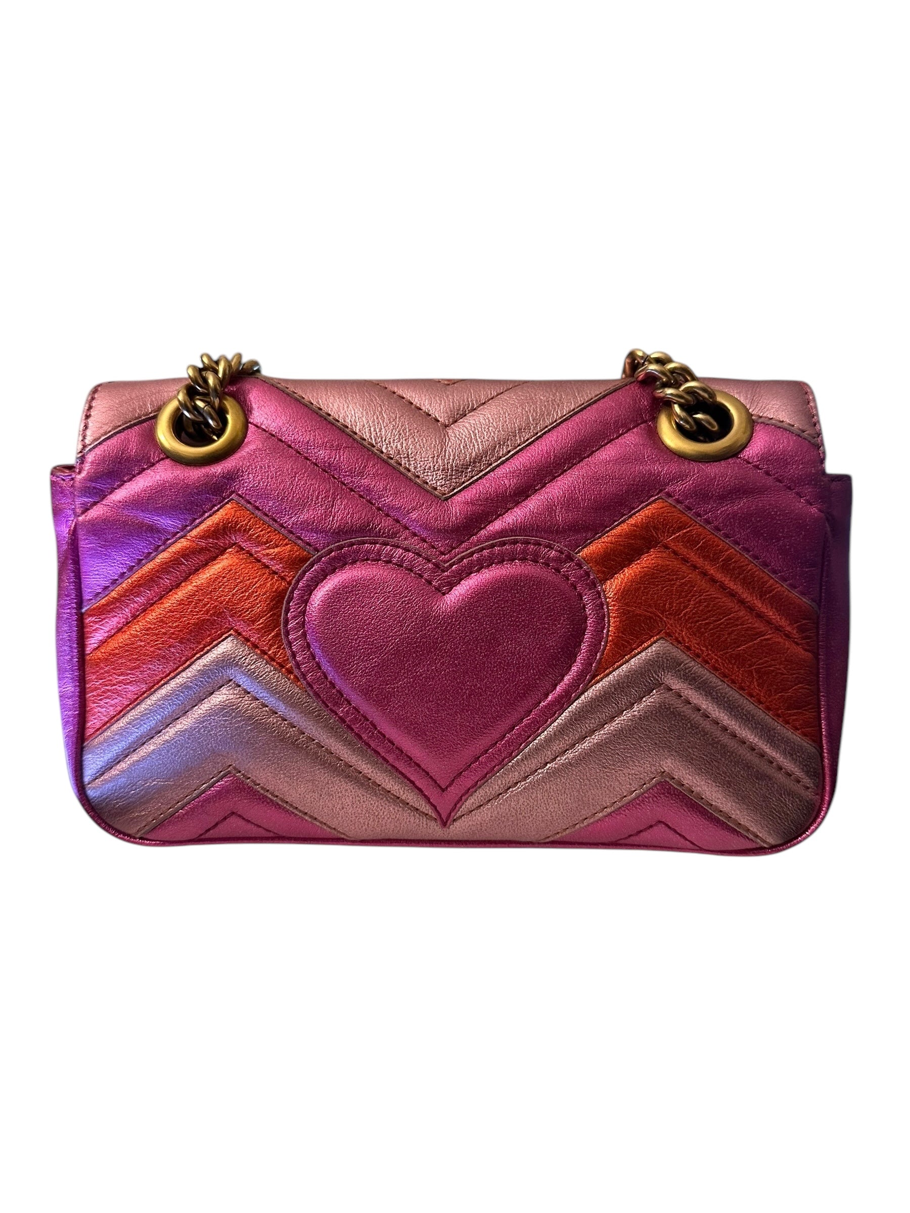 Preloved Gucci GG Marmont Metallic Chevron Mattelasse 02972024OPUL