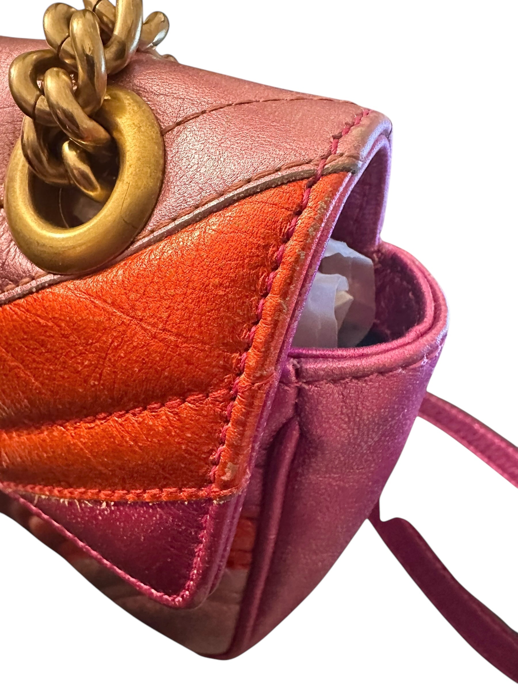 Preloved Gucci GG Marmont Metallic Chevron Mattelasse 02972024OPUL