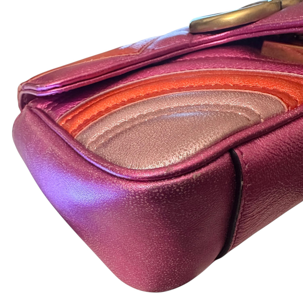 Preloved Gucci GG Marmont Metallic Chevron Mattelasse 02972024OPUL