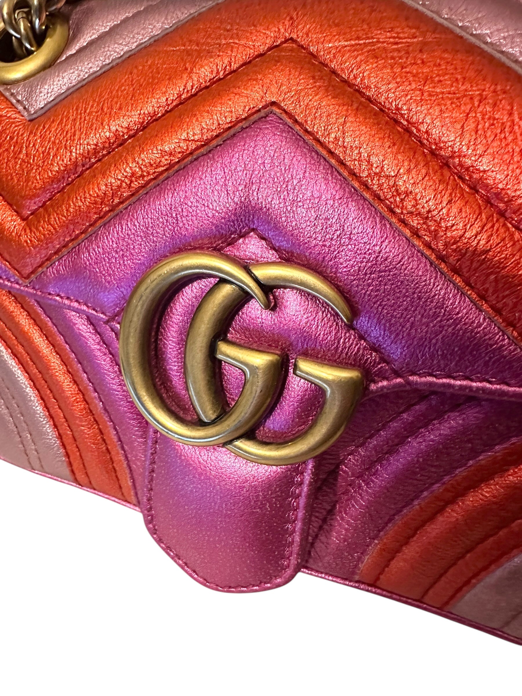 Preloved Gucci GG Marmont Metallic Chevron Mattelasse 02972024OPUL